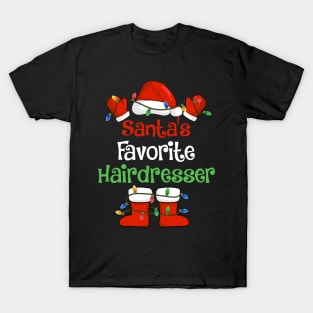 Santa's Favorite Hairdresser Funny Christmas Pajamas T-Shirt